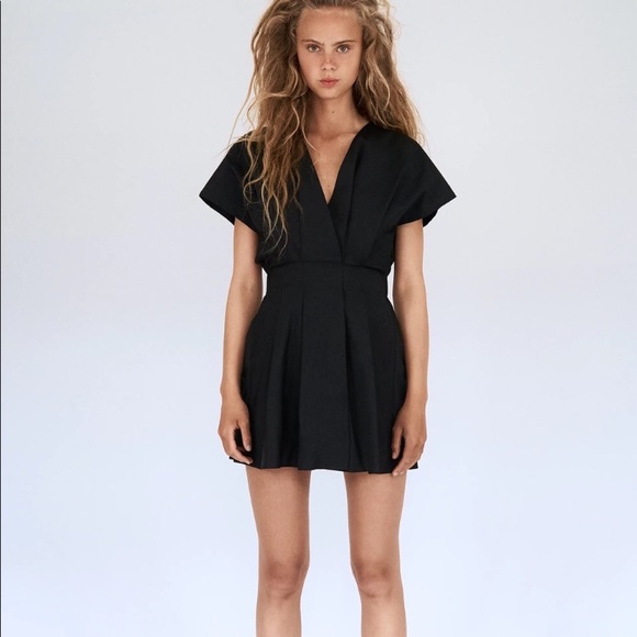 Zara Dresses & Skirts - Zara Black V Neck Poplin Mini Dress